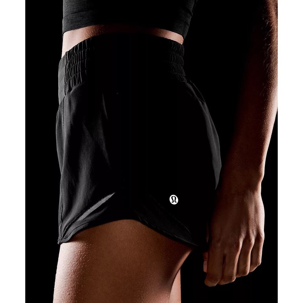 Lululemon Black Hotty Hot High-Rise Lined Short 4" Size 4 Tall NWOT